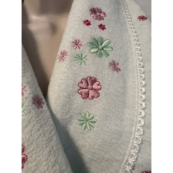 Vintage Moon Dance Robe Mint Green Embroidered Floral Sz Medium Fleece Lined NWT - Picture 6 of 9